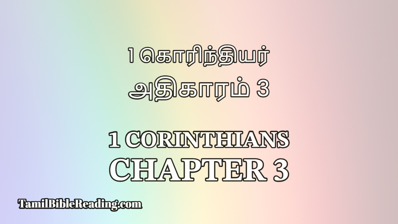 1 Corinthians Chapter 3, 1 கொரிந்தியர் அதிகாரம் 3, Tamil Bible,