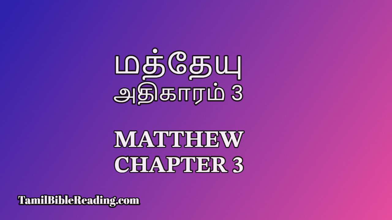 Matthew Chapter 3, மத்தேயு அதிகாரம் 3, Tamil Bible Reading,