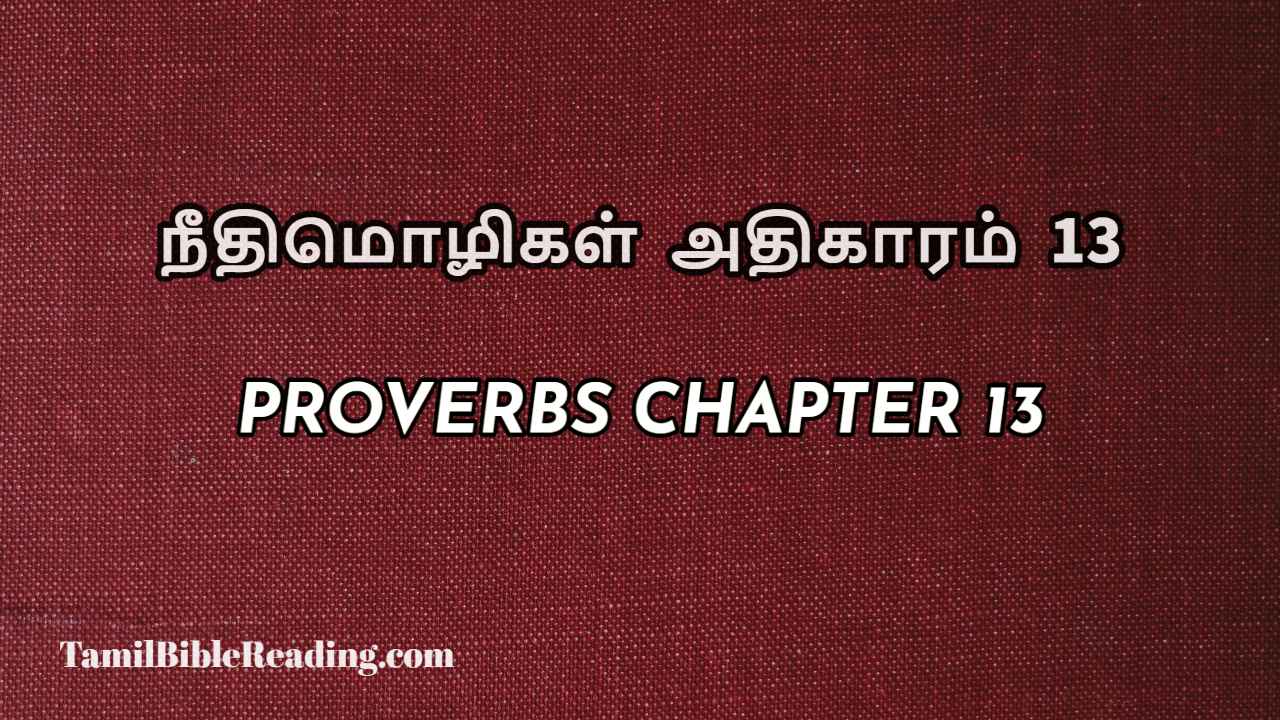 Proverbs Chapter 13, நீதிமொழிகள் அதிகாரம் 13, Tamil bible reading,