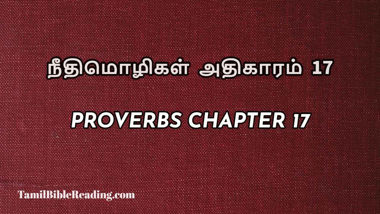Proverbs Chapter 17, நீதிமொழிகள் அதிகாரம் 17, Tamil bible reading,