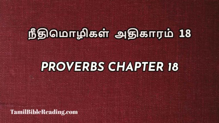 Proverbs Chapter 18, நீதிமொழிகள் அதிகாரம் 18, Tamil bible reading,