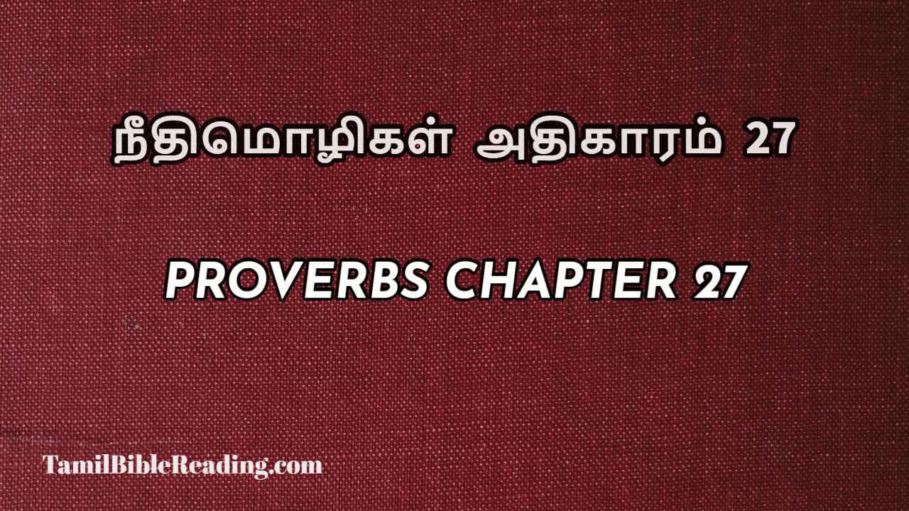 Proverbs Chapter 27, நீதிமொழிகள் அதிகாரம் 27, Tamil bible reading,