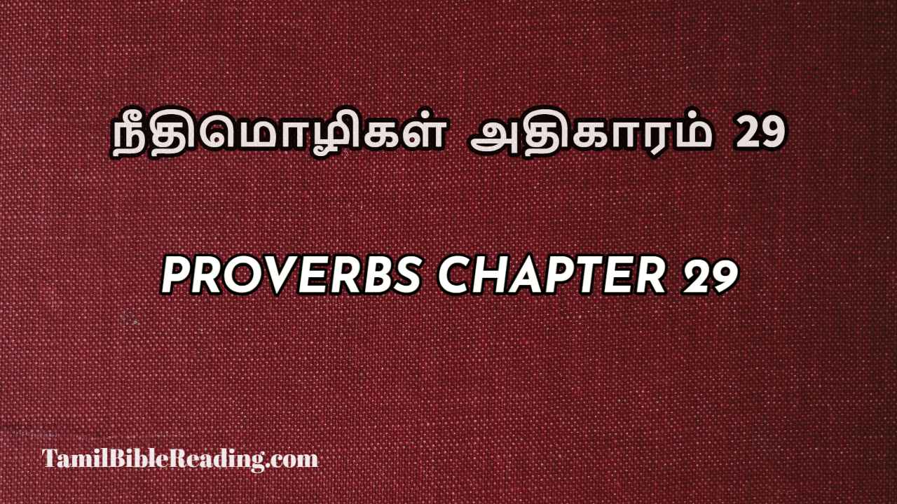 Proverbs Chapter 29, நீதிமொழிகள் அதிகாரம் 29, Tamil bible reading,