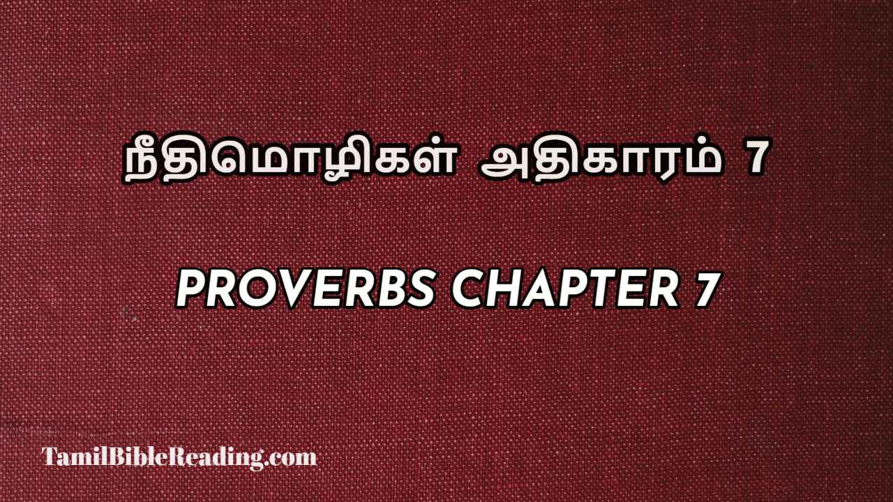 Proverbs Chapter 7, நீதிமொழிகள் அதிகாரம் 7, Tamil bible reading,